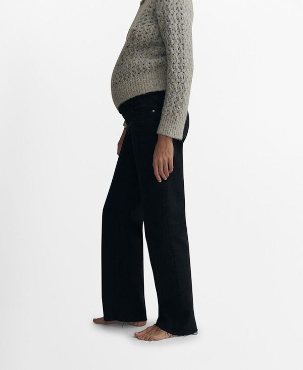 【送料無料】 マンゴ レディース デニムパンツ ボトムス Women's Maternity Wide Leg Jeans Black Denim