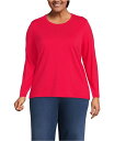 【送料無料】 ランズエンド レディース シャツ トップス Women's Plus Size Relaxed Supima Cotton Long Sleeve Crew Neck T-Shirt Berry rouge