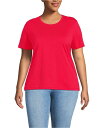 【送料無料】 ランズエンド レディース シャツ トップス Women's Plus Size Relaxed Supima Cotton Crew Neck T-Shirt Berry rouge