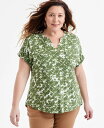 【送料無料】 スタイルアンドコー レディース シャツ トップス Plus Size Printed Camp Shirt Exclusively at Macy...