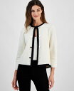 【送料無料】 アンクライン レディース ニット・セーター アウター Petite Button-Front Braid-Trimmed Cardigan Swe...