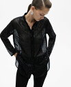 【送料無料】 マンゴ レディース シャツ トップス Women's Semi-Transparent Sequined Shirt Black