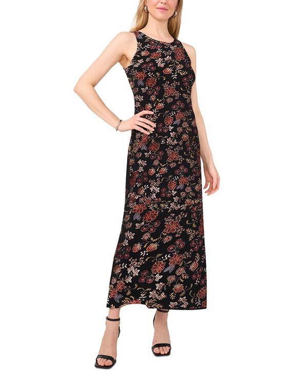 【送料無料】 ヴィンスカムート レディース ワンピース トップス Women's Floral-Print Sleeveless Maxi Dress Rich Black