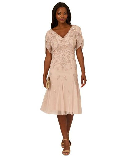 【送料無料】 アドリアナ パペル レディース ワンピース トップス Women's Beaded Mesh Godet Midi Dress Shell 【送料無料】 アドリアナ パペル レディース ワンピース トップス Women's Beaded Mesh Godet Midi Dress Shell