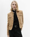【送料無料】 マンゴ レディース ジャケット・ブルゾン アウター Women's Mandarin Collar Tweed Blazer Medium Brown