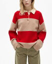【送料無料】 マンゴ レディース ニット・セーター アウター Women's Striped Polo Neck Sweater Red