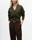【送料無料】 マンゴ レディース ニット・セーター アウター Women's V-Neck Ribbed Cardigan Khaki