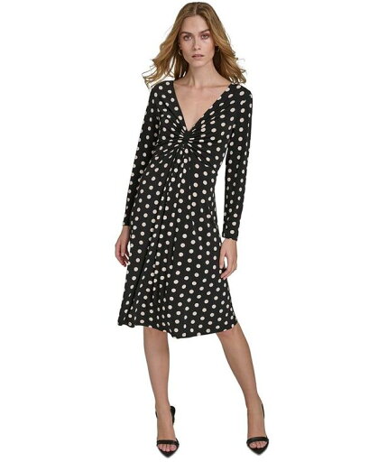 【送料無料】 ホルストンヘリテイジ レディース ワンピース トップス Women's Polka-Dot Long-Sleeve Midi Dress Black/Vanilla 【送料無料】 ホルストンヘリテイジ レディース ワンピース トップス Women's Polka-Dot Long-Sleeve Midi Dress Black/Vanilla