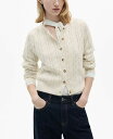 【送料無料】 マンゴ レディース ニット・セーター アウター Women's Openwork Details Braided Cardigan Ecru