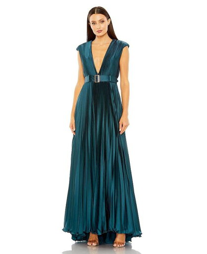 【送料無料】 マックダガル レディース ワンピース トップス Women's Pleated Plunge Neck Belted A Line Gown Midnight 【送料無料】 マックダガル レディース ワンピース トップス Women's Pleated Plunge Neck Belted A Line Gown Midnight