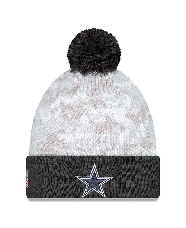 ニューエラ メンズ アクセサリー 帽子 ニット New Era Men's White/Graphite Dallas Cowboys 2024 Salute To Service Digital Camo Cuffed Knit Hat with Pom White Graphite ホワイト(4)