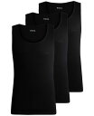 【送料無料】 ヒューゴボス メンズ タンクトップ トップス Men's 3pk. Classic Ribbed Tank Tops BLK