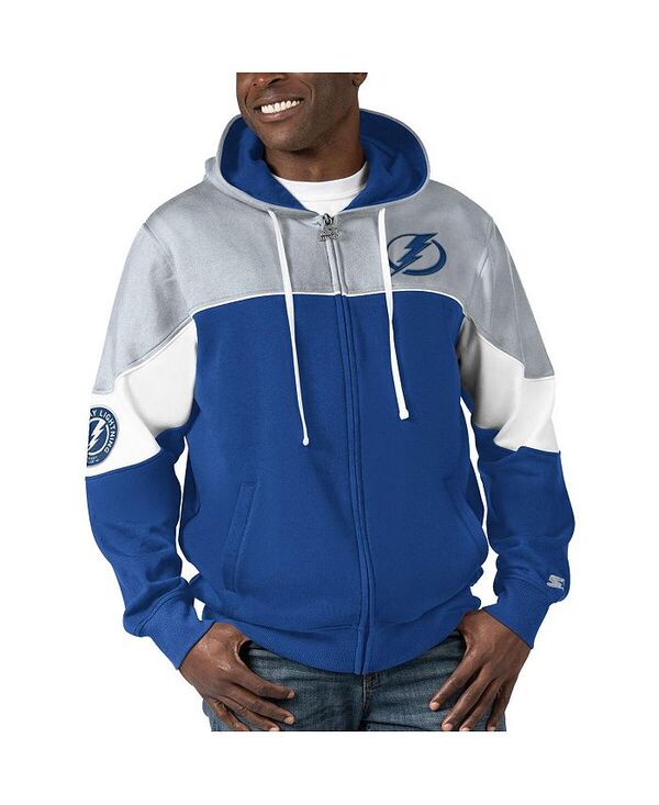 【送料無料】 スターター メンズ パーカー・スウェット アウター Men's Blue Gray Tampa Bay Lightning Power Forward Full-Zip Hoodie Blue Gray