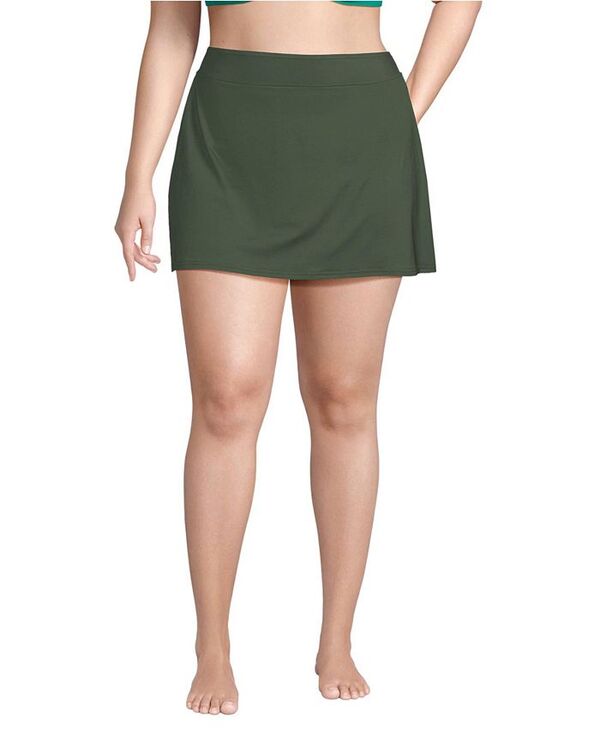 【送料無料】 ランズエンド レディース ボトムスのみ 水着 Women's Plus Size Tummy Control Swim Skirt Rich olive green