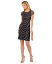 【送料無料】 アドリアナ パペル レディース ワンピース トップス Women's Beaded Cap-Sleeve Sheath Dress Navy/Ro...