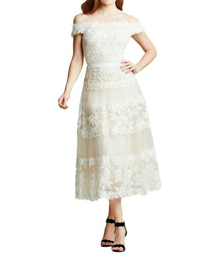 【送料無料】 タダシショージ レディース ワンピース トップス Adriane Floral Embroidered Tea-Length Dress Ivory 【送料無料】 タダシショージ レディース ワンピース トップス Adriane Floral Embroidered Tea-Length Dress Ivory