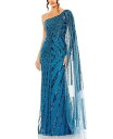 【送料無料】 マックダガル レディース ワンピース トップス Women's One Shoulder Cape Sleeve Embellished Gown...