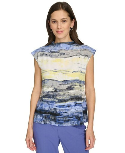 【送料無料】 カルバンクライン レディース シャツ トップス Women's Printed Cap-Sleeve Blouse Future Dusk Multi 【送料無料】 カルバンクライン レディース シャツ トップス Women's Printed Cap-Sleeve Blouse Future Dusk Multi