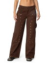 【送料無料】 アディクテッド レディース デニムパンツ ボトムス Womens Studded Low Rise Carpenter Jeans Brown(4)