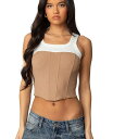 【送料無料】 アディクテッド レディース シャツ トップス Womens Ila Contrast Layered Corset White-and-camel