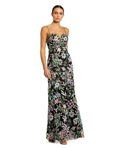【送料無料】 マックダガル レディース ワンピース トップス Women's Spaghetti Strap Bustier Embroidered Applique Gown Black multi 【送料無料】 マックダガル レディース ワンピース トップス Women's Spaghetti Strap Bustier Embroidered Applique Gown Black multi
