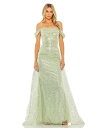 【送料無料】 マックダガル レディース ワンピース トップス Women's Off the Shoulder Sequin Panel Train Gown ...