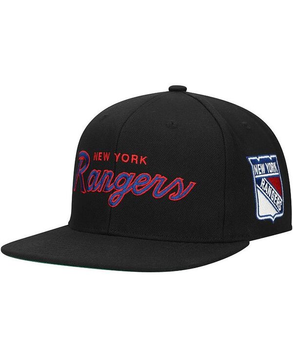 【送料無料】 ミッチェル&ネス メンズ 帽子 アクセサリー Mitchell Ness Men's Black New York Rangers Core Team Script 2.0 Snapback Hat Black