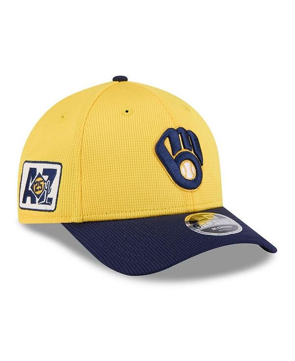 【送料無料】 ニューエラ メンズ 帽子 アクセサリー Men's Gold/Navy Milwaukee Brewers 2025 Spring Training 9FORTY Adjustable Hat Gold Navy