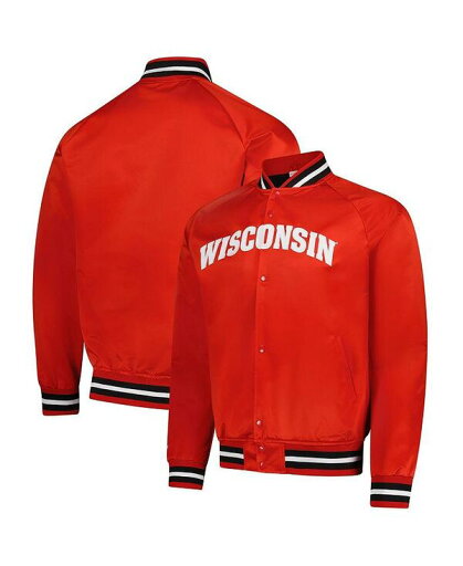 【送料無料】 ミッチェル&ネス メンズ ジャケット・ブルゾン アウター Men's Red Wisconsin Badgers Lightweight Satin Raglan Full-Snap Jacket Red 【送料無料】 ミッチェル&ネス メンズ ジャケット・ブルゾン アウター Men's Red Wisconsin Badgers Lightweight Satin Raglan Full-Snap Jacket Red