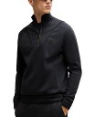 【送料無料】 ヒューゴボス メンズ パーカー・スウェット アウター Men's Double B Monogram Zip-Neck Sweatshirt Dark Blue