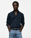 【送料無料】 マンゴ メンズ シャツ トップス Men's EU Regular-Fit Stretch Cotton Shirt Dark Navy