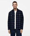 【送料無料】 マンゴ メンズ シャツ トップス Men's Checked Flannel Overshirt Dark Navy(4)