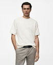 【送料無料】 マンゴ メンズ Tシャツ トップス Men's EU Regular Fit Cotton T-Shirt Ecru