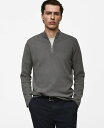 【送料無料】 マンゴ メンズ ニット・セーター アウター Men's Slim-Fit Quarter-Zip Knit Sweater Gray