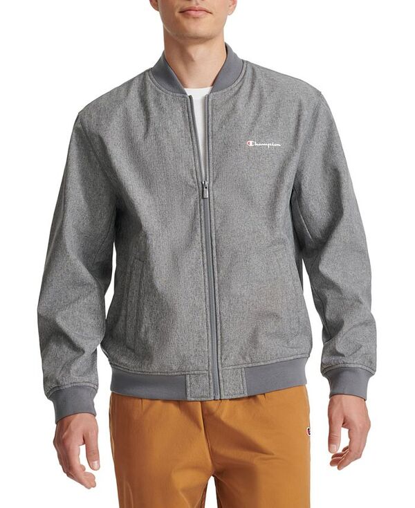【送料無料】 チャンピオン メンズ ジャケット・ブルゾン アウター Men's Logo Varsity Bomber Jacket Heather Grey