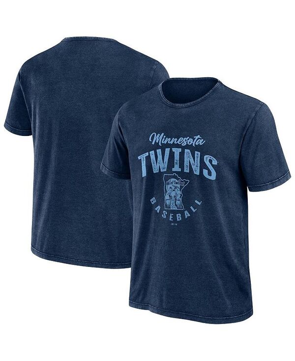 【送料無料】 ファナティクス メンズ Tシャツ トップス Men's Navy Minnesota Twins Cooperstown Collection Washed T-Shirt Navy