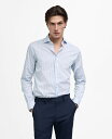 【送料無料】 マンゴ メンズ シャツ トップス Men's EU Slim-Fit Striped Dress Shirt Sky Blue