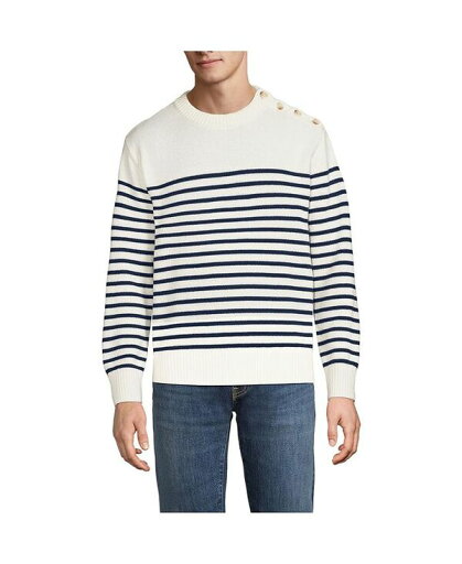 【送料無料】 ランズエンド メンズ ニット・セーター アウター Men's Drifter Button Up Crewneck Sweater Radiant navy mariner stripe 【送料無料】 ランズエンド メンズ ニット・セーター アウター Men's Drifter Button Up Crewneck Sweater Radiant navy mariner stripe