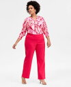 【送料無料】 アイ.エヌ.シー インターナショナル コンセプト レディース カジュアルパンツ ボトムス Plus Size Mid-Rise Pull-On Straight-Leg Pants Fresh Lips(4)