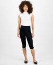 【送料無料】 バースリー レディース カジュアルパンツ ボトムス Petite Side-Studded Ponte Capri Pants Deep Black