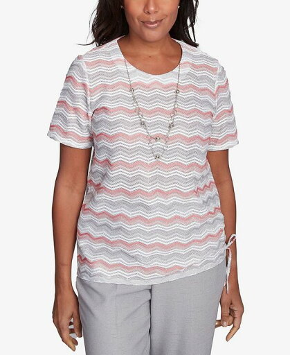 【送料無料】 アルフレッド ダナー レディース シャツ トップス Petite Estate of Mind Chevron Shimmer Top with Necklace Multi Pink 【送料無料】 アルフレッド ダナー レディース シャツ トップス Petite Estate of Mind Chevron Shimmer Top with Necklace Multi Pink