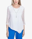 【送料無料】 アルフレッド ダナー レディース シャツ トップス Petite Parrot Cay Popcorn Mesh Top with Necklace White(4)