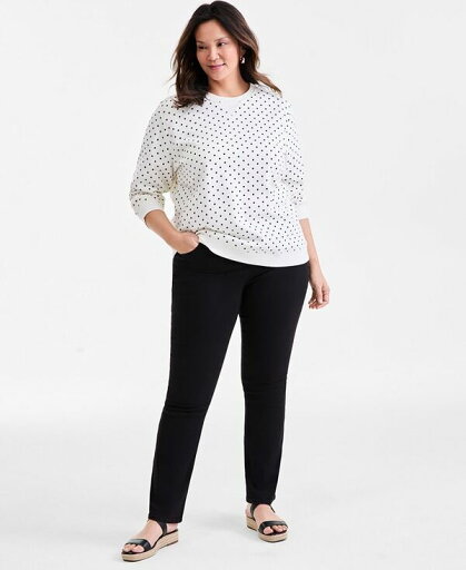 【送料無料】 スタイルアンドコー レディース パーカー・スウェット アウター Plus Size Printed Fleece Sweatshirt Dot Shiitake 【送料無料】 スタイルアンドコー レディース パーカー・スウェット アウター Plus Size Printed Fleece Sweatshirt Dot Shiitake