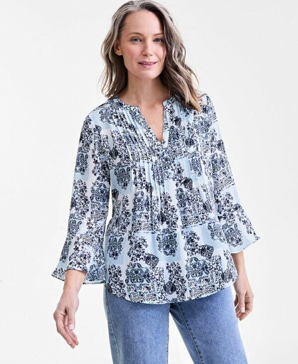 【送料無料】 スタイルアンドコー レディース シャツ トップス Plus Size Printed Pintuck Blouse Tonal Dress 【送料無料】 スタイルアンドコー レディース シャツ トップス Plus Size Printed Pintuck Blouse Tonal Dress