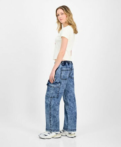 【送料無料】 マッデンガール レディース デニムパンツ ボトムス Juniors' Wide-Leg Cargo Skater Jeans Dark Wash 【送料無料】 マッデンガール レディース デニムパンツ ボトムス Juniors' Wide-Leg Cargo Skater Jeans Dark Wash
