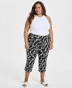 【送料無料】 ジェイエムコレクション レディース カジュアルパンツ ボトムス Plus Size Printed Rivet Capri Pants Deep Black