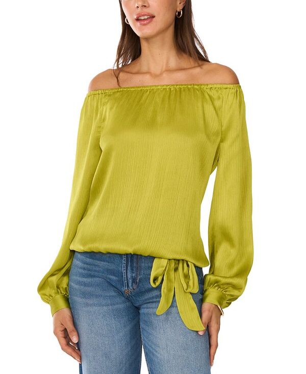 【送料無料】 ヴィンスカムート レディース シャツ トップス Women's Off-The-Shoulder Long-Sleeve Top Green Oasis