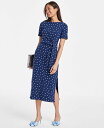 【送料無料】 On 34th レディース ワンピース トップス Women's Printed Crewneck Wrap Tie Dress Blazing ...