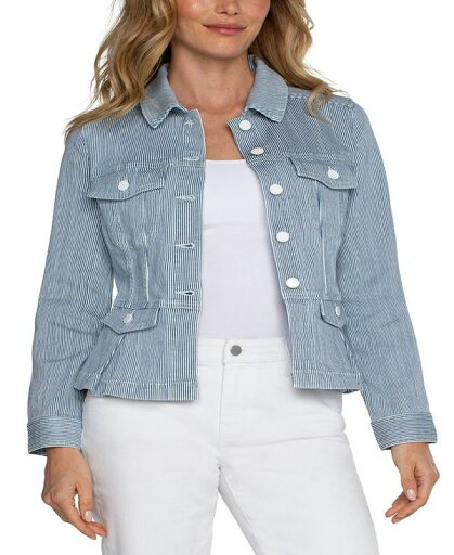 【送料無料】 リヴァプール ロサンゼルス レディース ジャケット・ブルゾン アウター Women's faux Button Collared Peplum Jacket Chambray S 【送料無料】 リヴァプール ロサンゼルス レディース ジャケット・ブルゾン アウター Women's faux Button Collared Peplum Jacket Chambray S