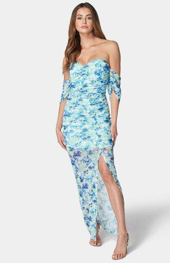 【送料無料】 ベベ レディース ワンピース トップス Women's Printed Off Shoulder Mesh Dress Navymulti 【送料無料】 ベベ レディース ワンピース トップス Women's Printed Off Shoulder Mesh Dress Navymulti